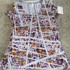 Purple and gray Lularoe floral classic T